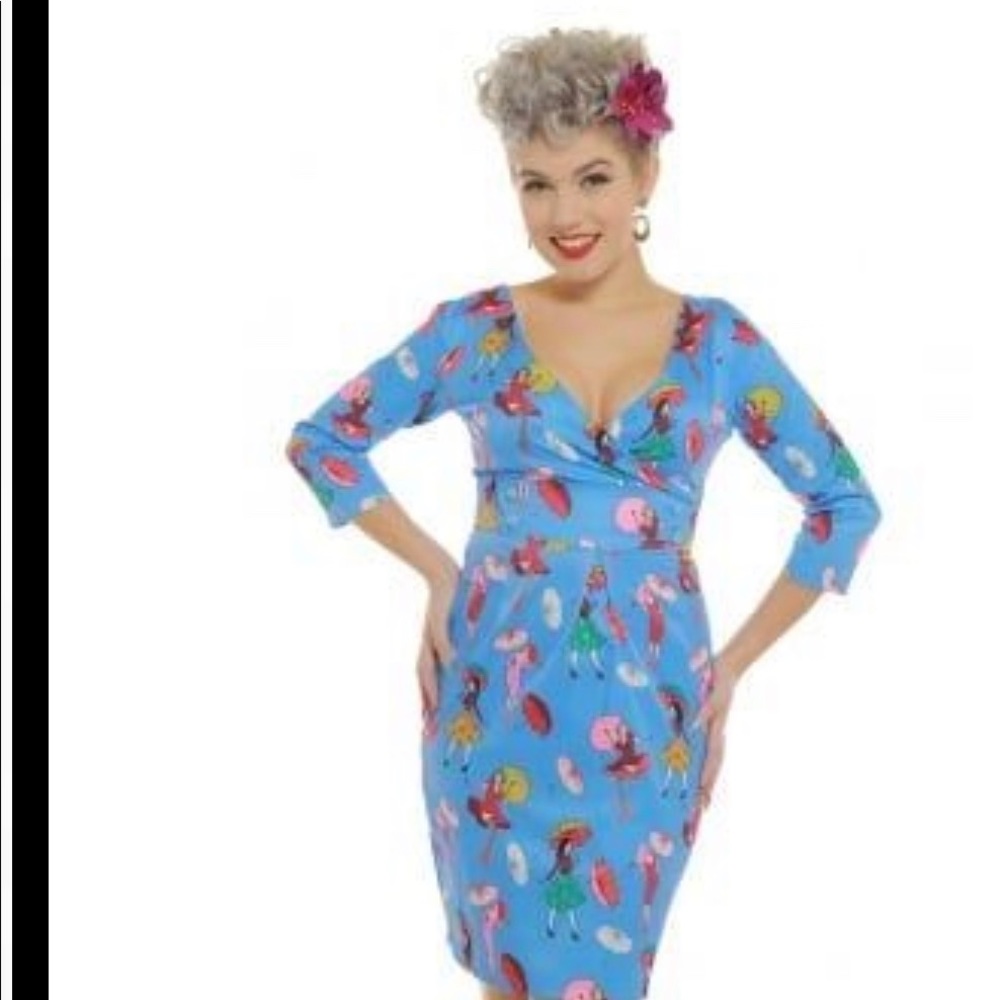 UK 18/US 14   Lindy Bop wrap wiggle dress.